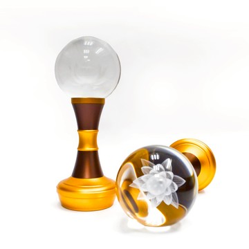 【新韻傳音】水晶球蓮花供燈23cm｜LED蓮花燈 USB｜插電/電池雙供電｜佛堂供佛燈｜環保供燈｜佛具用品 D423