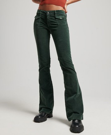 Superdry Women's Women's Low Rise Velvet Flare Jeans Green / Deep Forest - Size: 32/32 Size: 32x32
