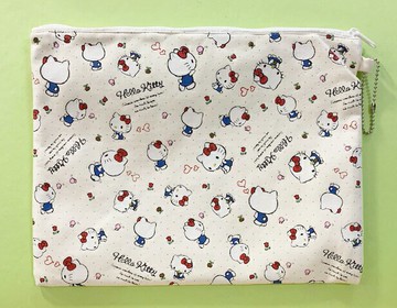 【震撼精品百貨】凱蒂貓 Hello Kitty 日本SANRIO三麗鷗 KITTY 拉鍊收納袋/化妝袋-白#14650 震撼日式精品百貨
