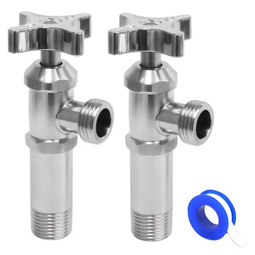 米利奈 十字角閥 110 2入 + 止洩帶  100mm  不鏽鋼色