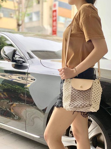 雙色造型斜背包(Macrame Bag)