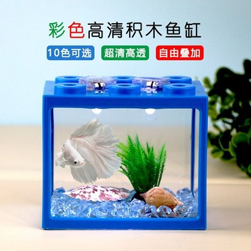 🔥臺灣爆火🔥彩色窄邊積木鬥魚缸高清透明泰國桌麵迷你辣椒蟹水母海星專用缸 H7XV