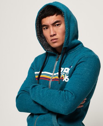 Superdry Men's Men's Rivine Zip Hoodie Blue / Blue Bottle Birdseye - Size: Xxl