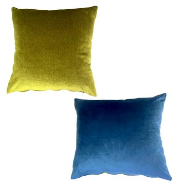 J&N 晶亮藍綠撞色抱枕2件組  45 x 45cm  藍色 + 綠色