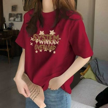 【舒適短袖】100%純棉上衣 女生短袖 夏日上衣 純棉短袖 休閒短袖 美式上衣女 圓領短袖 印花短袖 棉質T恤 女上衣