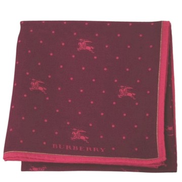 BURBERRY 繽紛戰馬LOGO字母圖騰帕領巾(酒紅系/50CM)