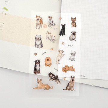 動物樣貌集貼紙_狗狗篇/透明圖鑑貼紙/手帳貼紙