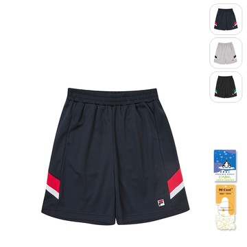 【FILA】KIDS 孩童款 吸濕排汗 涼感針織短褲-丈青 1SHZ-4410-NV