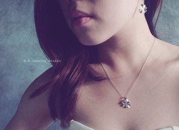 【言成金工坊】幸運草套組項鍊\耳環。925銀