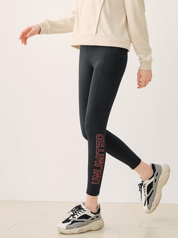 高腰包覆側邊口袋印花瑜珈褲