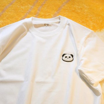 Upch 熊是一種憨厚可愛的動物~休閑簡約刺繡上衣情侶男女純棉短袖