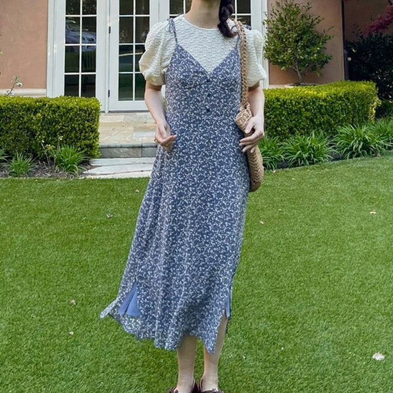 セットアップ レディース 夏 カジュアル 新作 Xs M 2点セット レイヤード 重ね着 ワンピース キャミワンピース キャミワンピ ロングワンピース ロング丈 花柄 通販 Lineポイント最大0 5 Get Lineショッピング