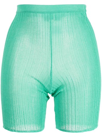 Marco Rambaldi - fine-knit high-waisted shorts - women - Polyamide/Viscose - XS - Green