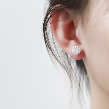 925純銀耳釘女新款潮網紅洋氣睡覺免摘耳環個性圓球國風耳飾