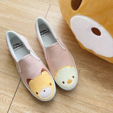 Paidal x 小玉米花 玉米&米花萌臉休閒鞋懶人鞋不彎腰鞋-粉