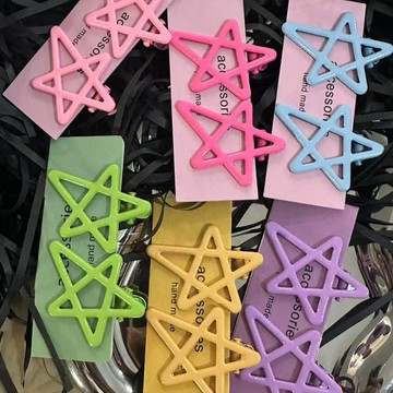 🎀biubiu童裝🎀多巴胺彩色星星髮夾女側邊劉海髮卡前額碎髮鴨嘴夾子可愛兒童頭飾