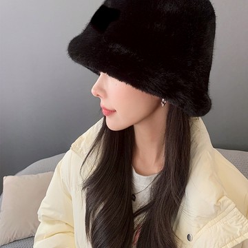 (時尚單品帽子)時尚百搭毛絨純色漁夫帽 休閒加厚保暖網紅遮臉帽