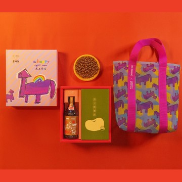 【瑪利亞x豆油伯公益禮盒】馬上幸福-茶姬醬油300ml*1+黑豆茶*1盒搭贈藍紫款復古袋--常溫運送