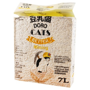 DORO CAT 豆乳貓 混合豆腐與礦物貓砂 7L 添加活性碳消臭粒子 低過敏  無味  1袋