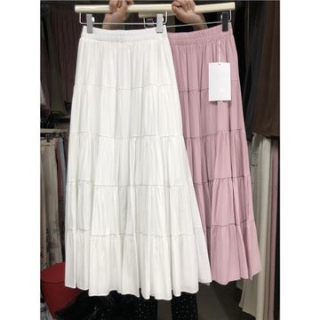 大擺蛋糕白色A字半身裙2025春季新款韓版溫柔甜美高腰顯瘦中長裙