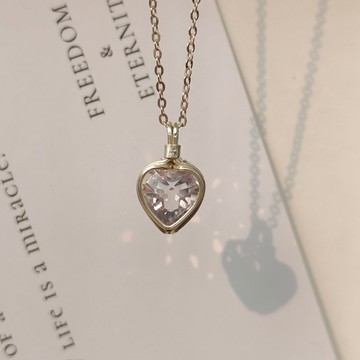 薰衣草紫水晶吊墜 切面心形水晶項鍊 純銀紫水晶項鍊墜