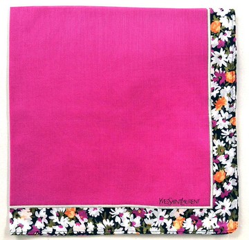 Yves Sain tLaurent 復古手帕花卉粉色口袋方巾 19 x 19 英寸