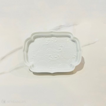 水波祥瑞瓷盤 - 白