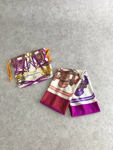 【日本直送 名牌中古包】HERMES 愛馬仕 髮帶 紫色 絲綢 BRIDES DE GALA vintage 古董 dnswe2