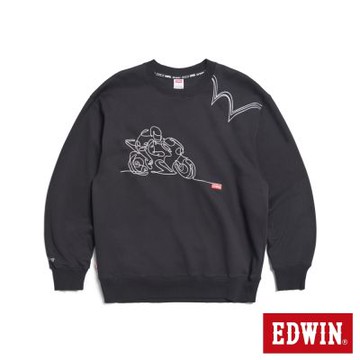 EDWIN 男裝 騎士潮流寬版長袖T恤-黑色
