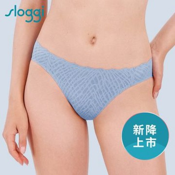 sloggi-ZERO FEEL BLISS零感蕾絲雅致系列高衩小褲 灰藍