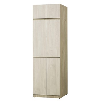 文創集 瑞歐雙色2.5尺六門雙吊加高衣櫃組合-76x60x242cm免組