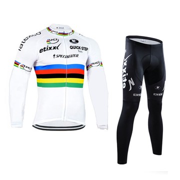 2017環法騎行服長袖套裝春秋冬季抓絨保暖騎行車隊服快步閃電彩虹