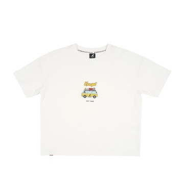 KANGOL 短T 白色 巴士趣味圖 短版 短袖 女 6522101100