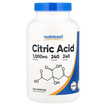 Nutricost, 檸檬酸，1000 毫克，240 粒膠囊