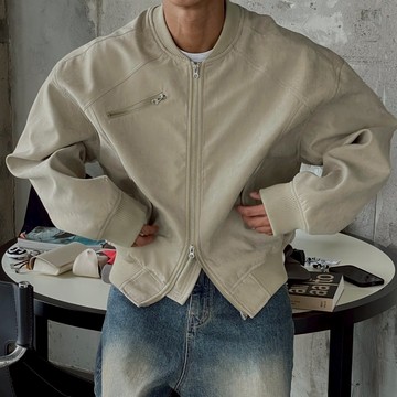 正韓絨面羊羔皮革雙拉鍊夾克外套 3色 YUPPIE 預購商品 0916