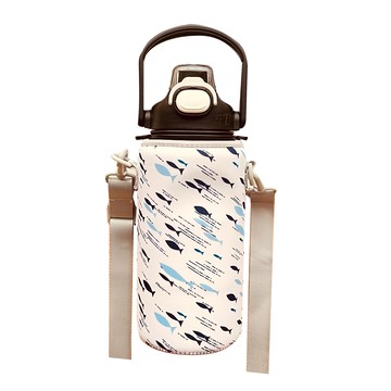 保溫杯杯套 白色小魚款式 潛水料材質  1個