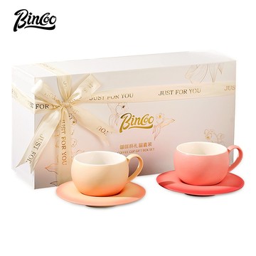 BINCOO 咖啡杯碟套裝 情侶對杯 禮盒高檔輕奢生日禮物 結婚喬遷伴手禮 260ML