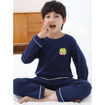 兒童睡衣男童2025春秋季薄款男孩長袖長褲家居服套裝中大童空調服