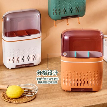 筷子簍筷子置物架壁掛式家用創意廚房收納盒防塵瀝水筷子筒