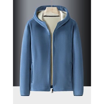 搖粒絨外套男秋冬季加絨加厚衛衣開衫大碼韓版潮流保暖連帽抓絨衣