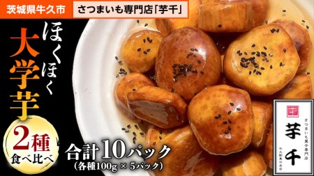 大学芋 2種 食べ比べ セット 各種100g × 5パック 紅あずま さつまいも 芋 冷凍 スイーツ 和菓子 お菓子 食べきり 子ども おやつ