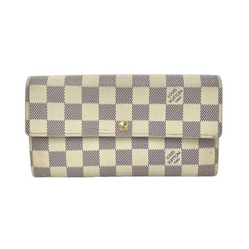 louis vuitton杏色帆布塗層棋盤按扣長款手拿包