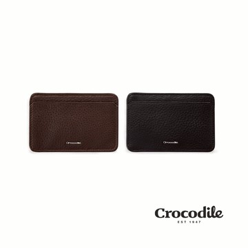 Crocodile鱷魚皮件 真皮ID卡夾 卡片夾 簡約超薄卡夾 送禮推薦 交換禮物-0203-14012-黑咖兩色