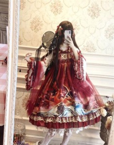 中国風中華風漢服唐代新年服ゴスロリワンピース ドレス ロリィタ OP膝