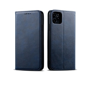 iPhone 15 Plus 殼 宇宙殼 iPhone 15 Plus 輕奢質感皮革磁吸翻蓋手機殼 藍