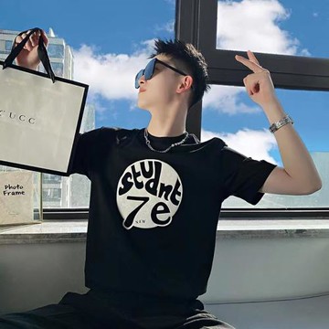 潮牌ins精神小伙痞帥學生短袖T恤