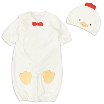 akachan honpo - 長袖趣味連身衣附帽子-米白色 (50~60cm)