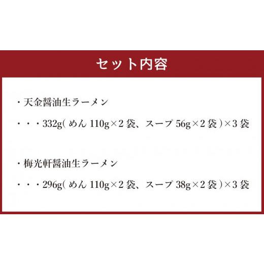 ふるさと納税 北海道 旭川市 藤原製麺 製造　旭川ラーメン 醤油生ラーメンセット 天金醤油、梅光軒 )各2袋入り×3袋