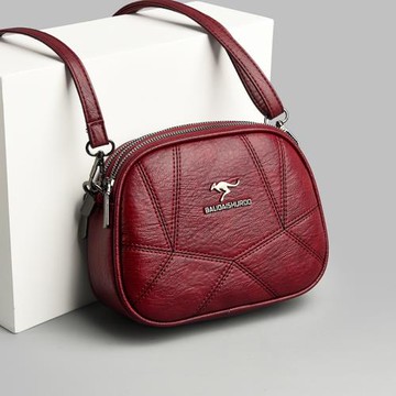 芭藜袋鼠真皮包包女包小包新款單肩斜挎包中年媽媽多層手機零錢包