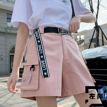 工裝短褲女夏寬鬆直筒顯瘦高腰休閒五分運動褲子潮【雲木雜貨】